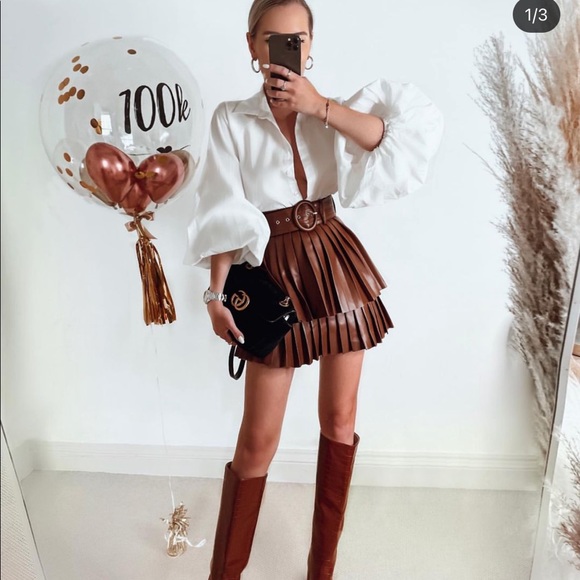 Zara Dresses & Skirts - Zara faux leather pleated skirt